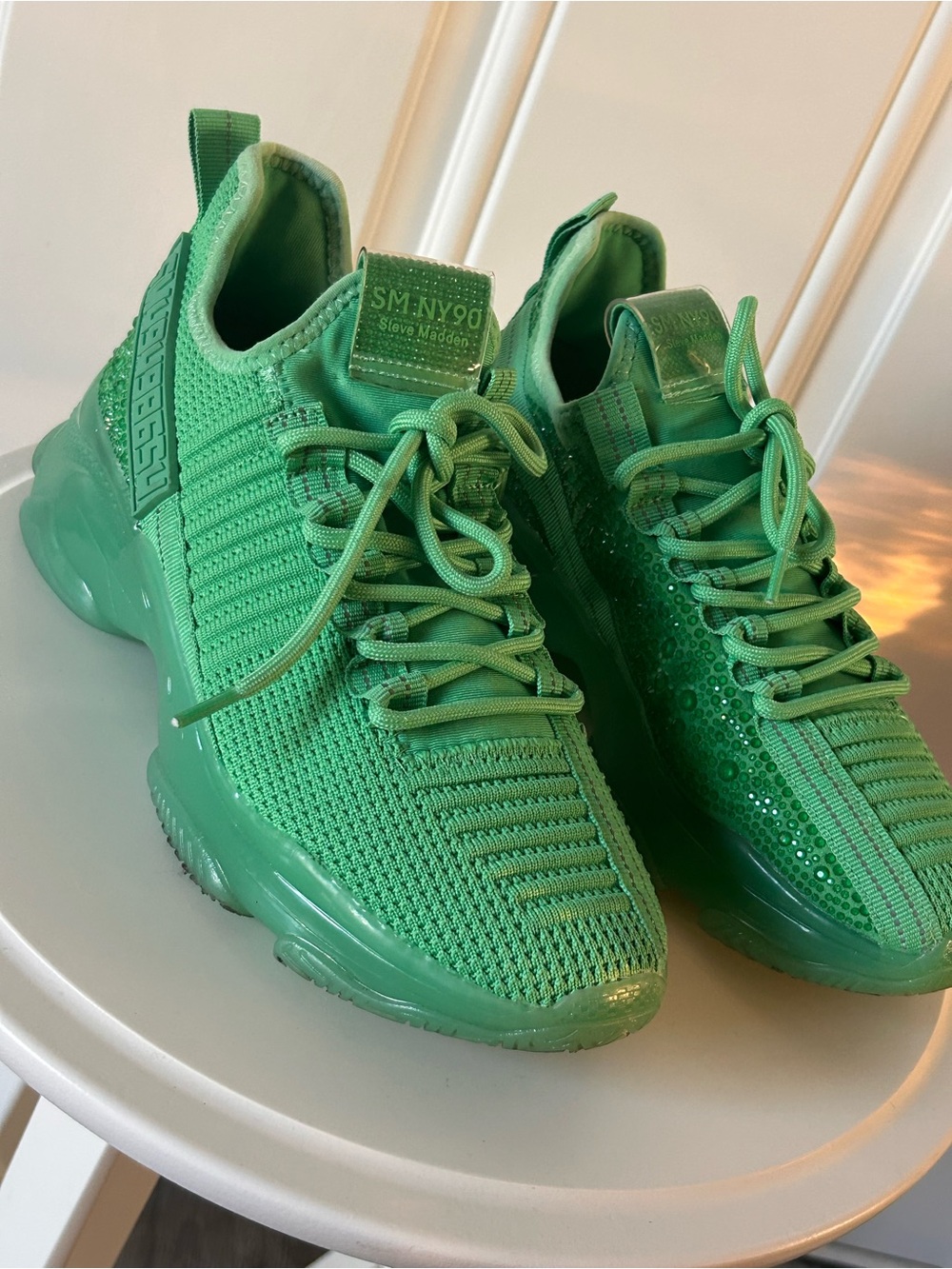 Steve Madden 
Green Knit Athletic Sneakers